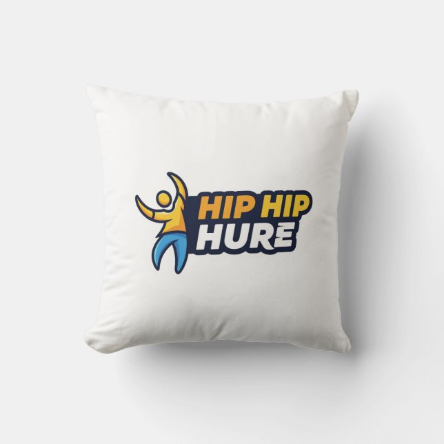 Hip Hip Hure! Let's Celebrate Throw Pillow (Front)
