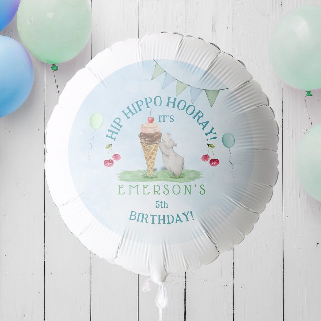 Hip Hippo Hooray Birthday Party  Balloon (Hip Hippo Hooray Custom Kids Birthday Party Balloon)