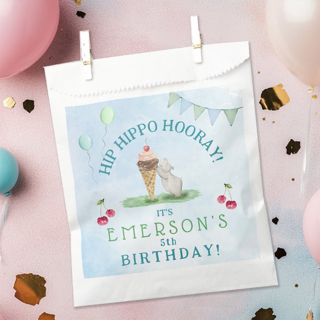 Hip Hippo Hooray Birthday Party  Favor Bag (Hip Hippo Hooray Birthday Party Favor Bag)