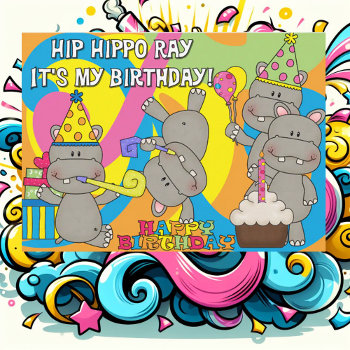 Hip Hippo Ray Custom Birthday Invitation by kids_birthdays at Zazzle