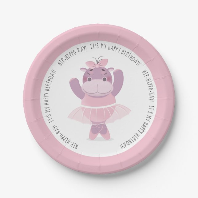 Hip Hippo Ray Hippo Ballerina  Paper Plate (Front)