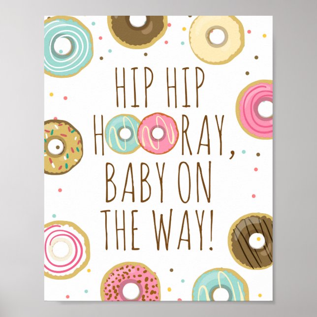 Hip Hooray Baby On The Way Donut Baby Shower Sign (Front)