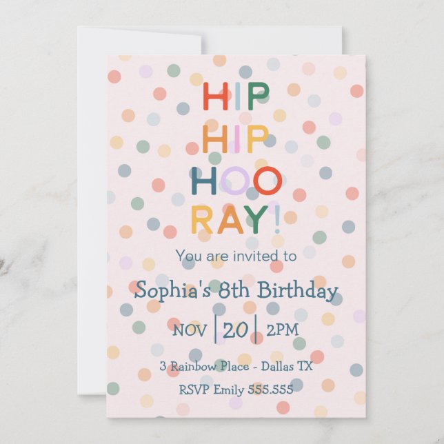 Hip Hooray Boy Girl Birthday Party Rainbow Invitation (Front)