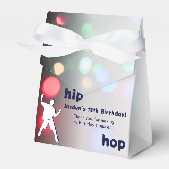 Hip Hop 12th Birthday Dance Party Favor Boxes (Front Side)