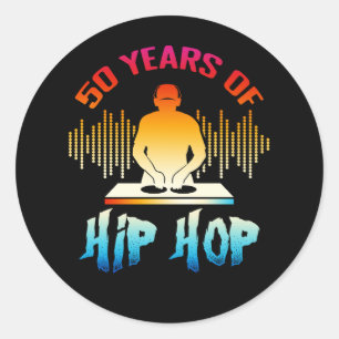 Hip Hop 50th Anniversary 50 Years DJ Turntable 197 Classic Round Sticker