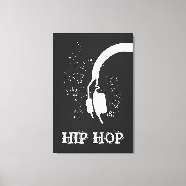 Hip Hop Abstract Headphone graphic inverse effect Canvas Print (Front)