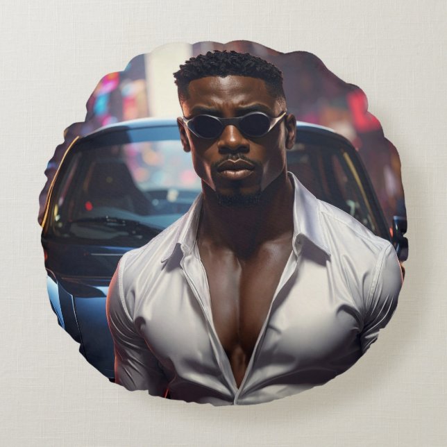 Hip Hop - American Rap Star -  Round Pillow (Front)