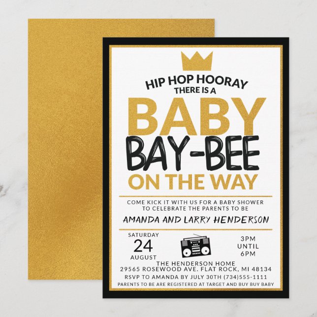 Hip Hop Baby Shower Invitation (Front/Back)