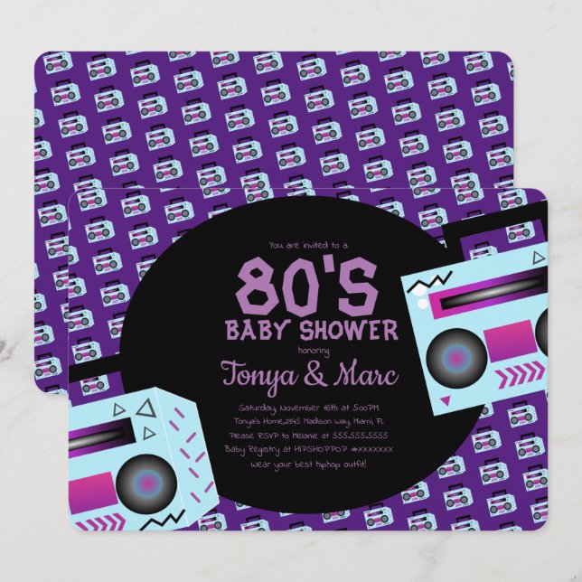 Hip Hop Baby Shower Party Music Invitation (Front/Back)