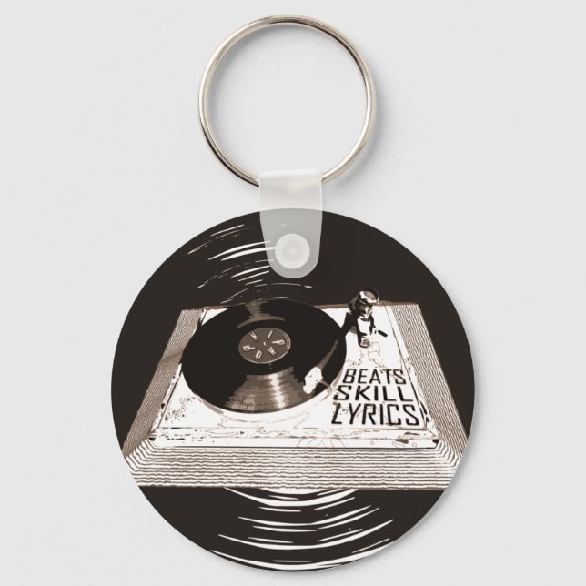 HIP HOP BEATS SKILL LYRICS ON TURNTABLE KEYCHAIN (Front)