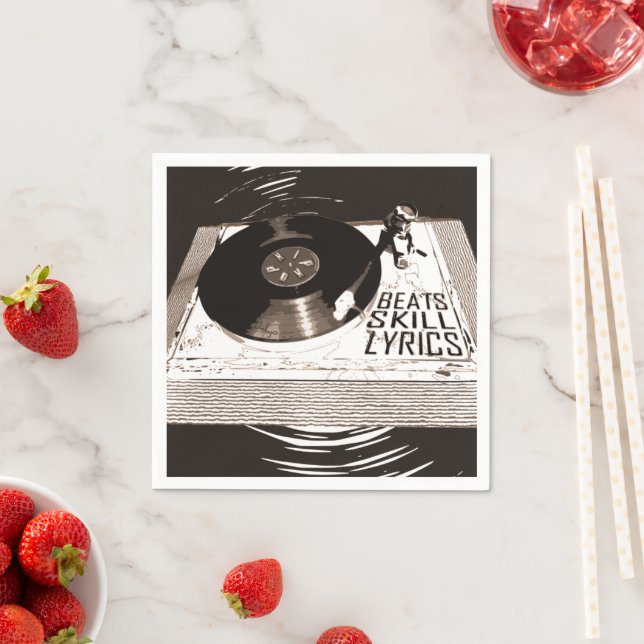 HIP HOP BEATS SKILL LYRICS ON TURNTABLE NAPKINS (Insitu)