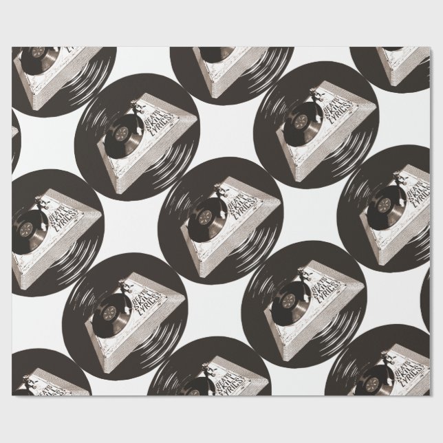 HIP HOP BEATS SKILL LYRICS ON TURNTABLE WRAPPING PAPER (Flat)