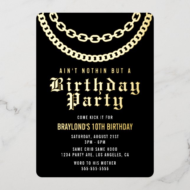 Hip Hop Birthday Invitation with Real Foil (Front)