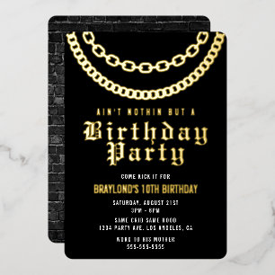 Hip Hop Birthday Invitation with Real Foil