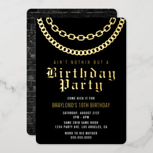 Hip Hop Birthday Invitation with Real Foil Foil Invitation