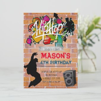 Hip Hop Birthday Party Invitation | Zazzle