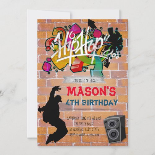 Hip hop birthday party invitation