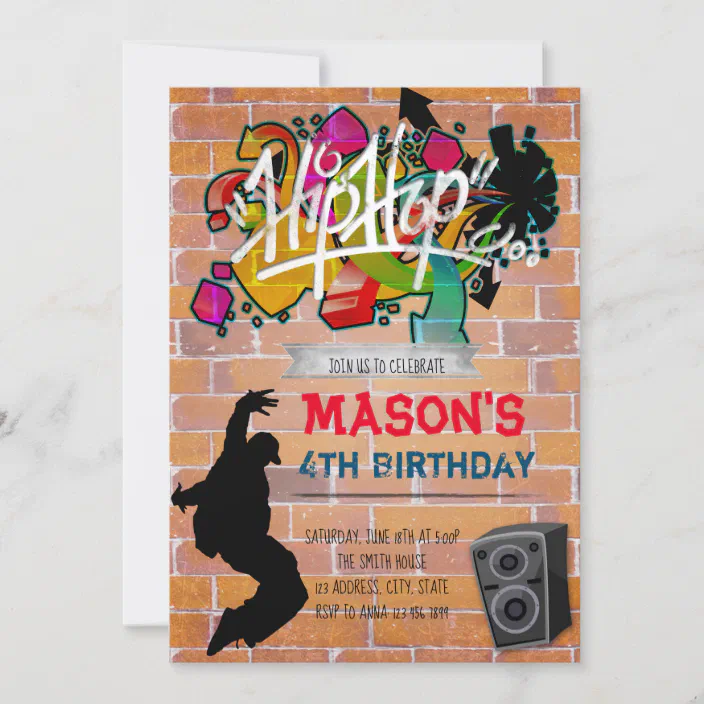 Hip Hop Graffiti Birthday Party Invitations 5x7 Set of 20