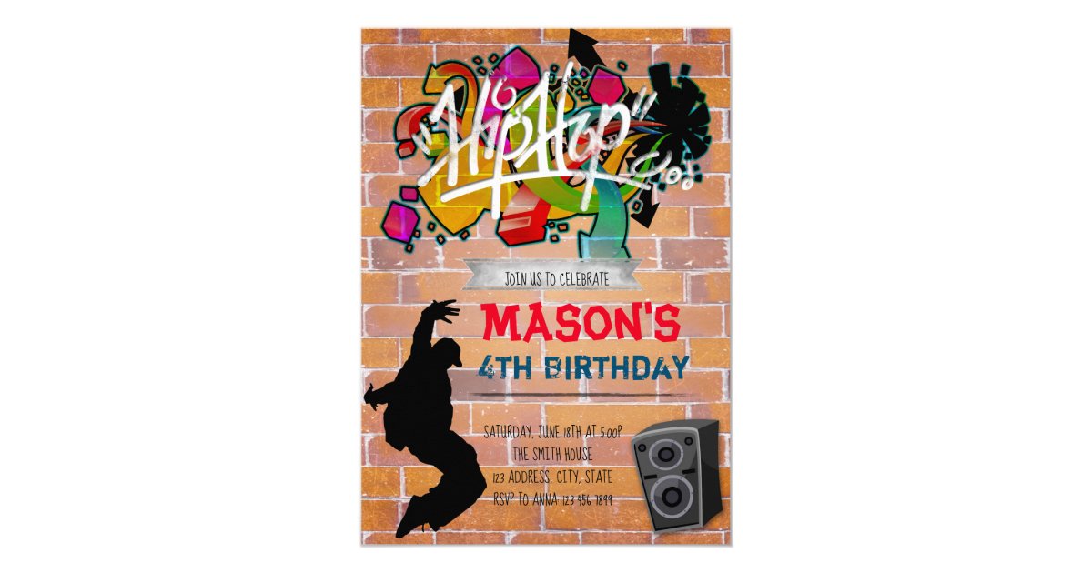Hip hop birthday party invitation | Zazzle.com