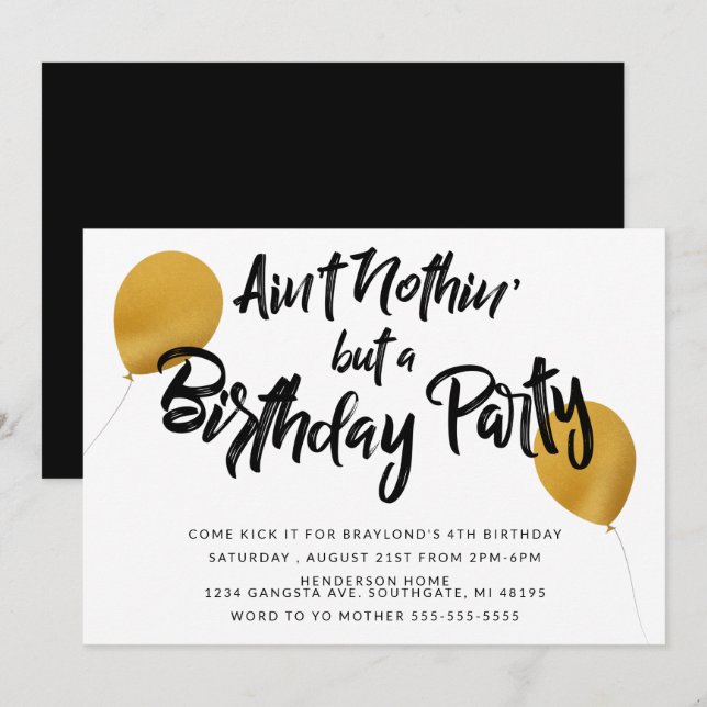 Hip Hop Birthday Party Invitation (Front/Back)