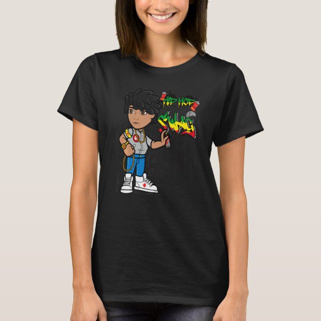 Hip Hop Black Male Spray Paint Artist Men Melanin  T-Shirt (Front)