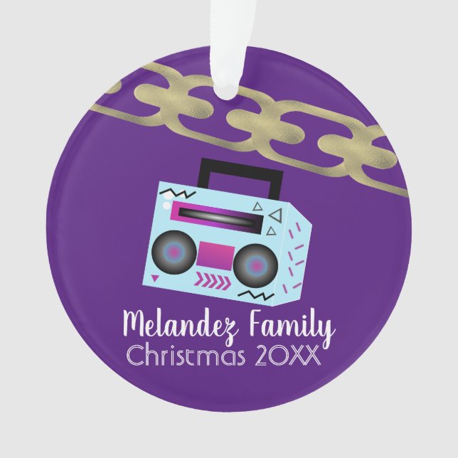 Hip Hop Boom Box Foil Chain Ornament (Front)