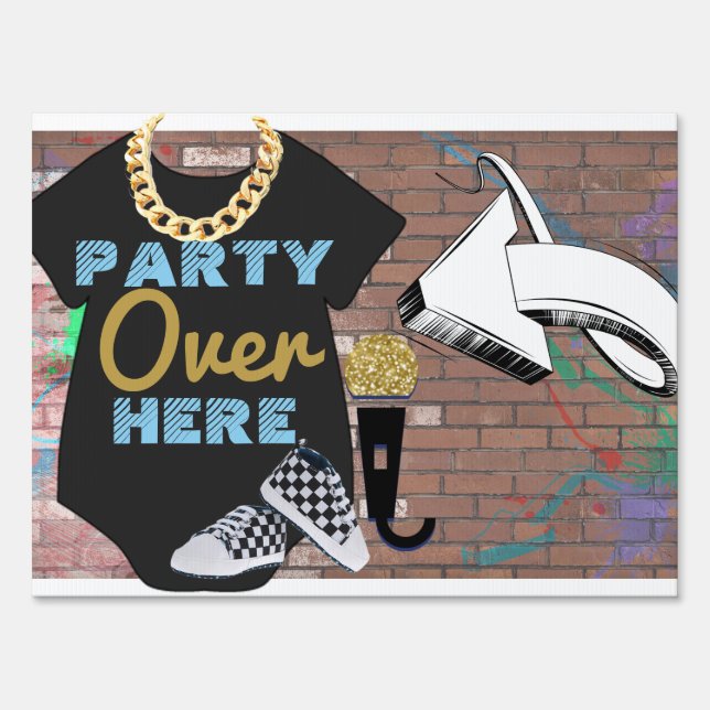 Hip Hop BOY Baby Shower Yard Sign (Back)