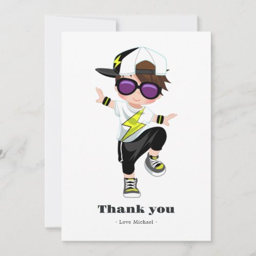 Hip Hop Boy Birthday Thank You Card