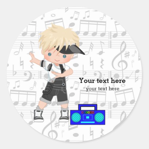 Hip hop boy classic round sticker