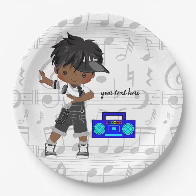 Hip hop boy paper plates (Front)