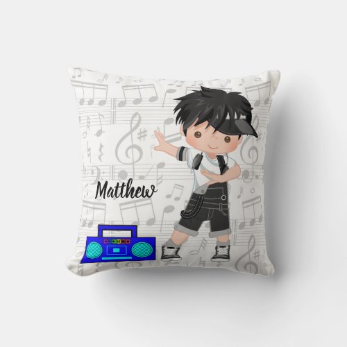 Hip hop boy throw pillow