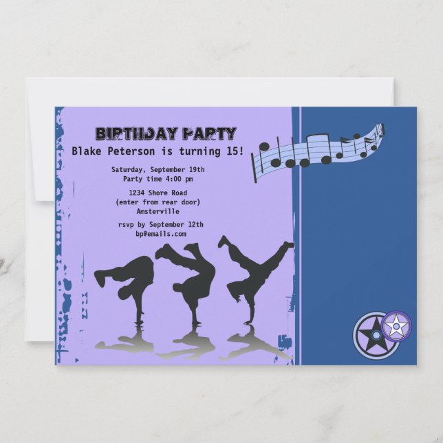 Hip Hop Boys Invitation (Front)