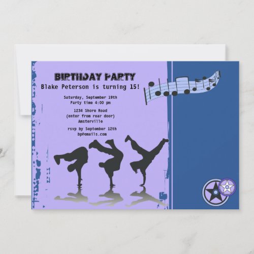 Hip Hop Boys Invitation