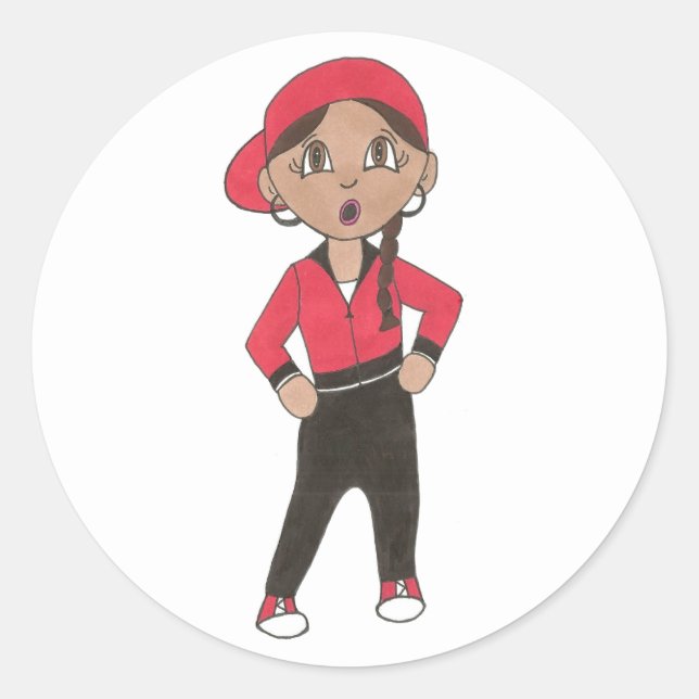 Hip Hop Breakdance Jazz Girl Dancer Dance Recital Classic Round Sticker (Front)