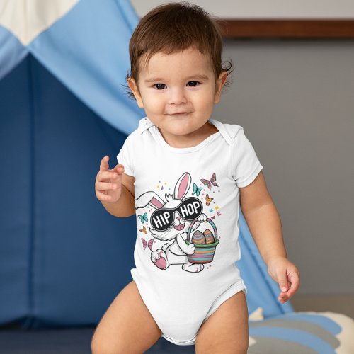 Hip Hop Bunny Baby Baby Bodysuit
