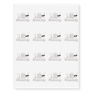 Hip Hop Bunny Face Funny Easter Kids Boys Girls Temporary Tattoos