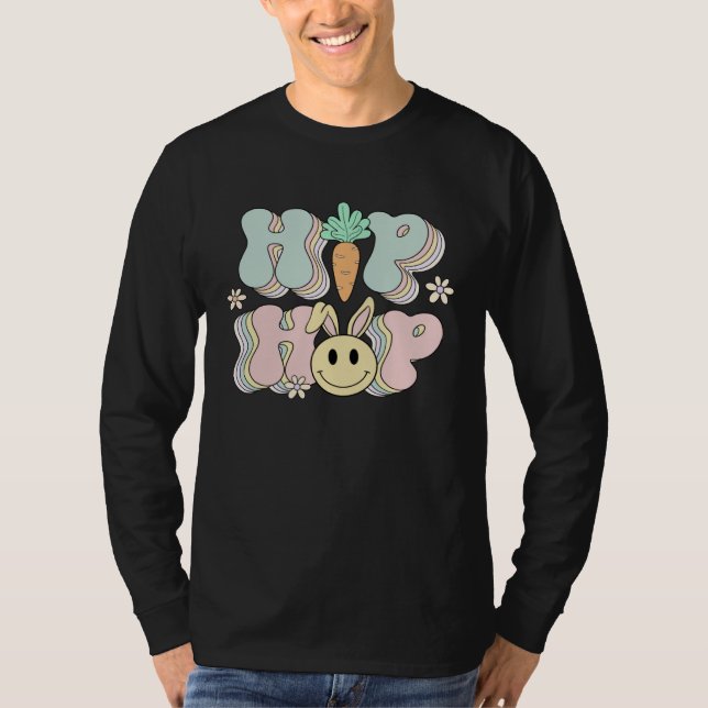 Hip Hop Bunny Smile Face Cute Retro Groovy Rabbit  T-Shirt (Front)