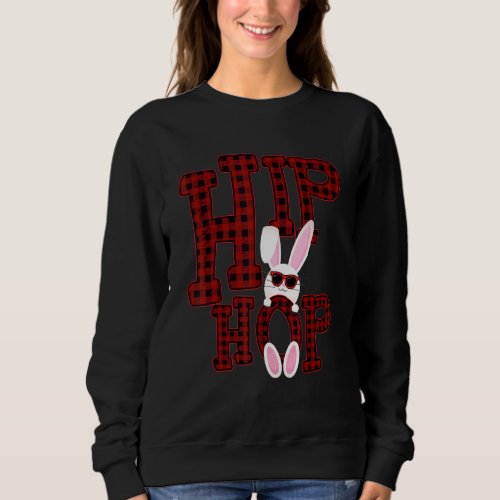 Hip Hop Bunny With Sunglasses Cute Easter Buffalo  Sweatshirt