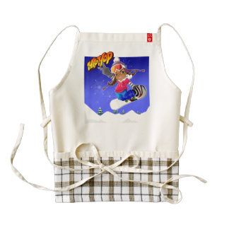 Hip Hop Cartoon Girl on Snowboard Zazzle HEART Apron