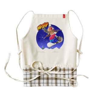 Hip Hop Cartoon Girl on Snowboard Zazzle HEART Apron
