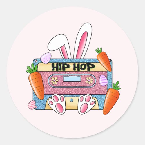 Hip Hop Cassette Tape Bunny Classic Round Sticker