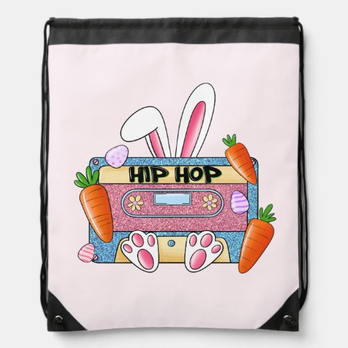 Hip Hop Cassette Tape Bunny Drawstring Bag