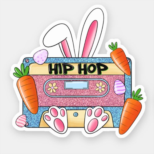 Hip Hop Cassette Tape Bunny Sticker