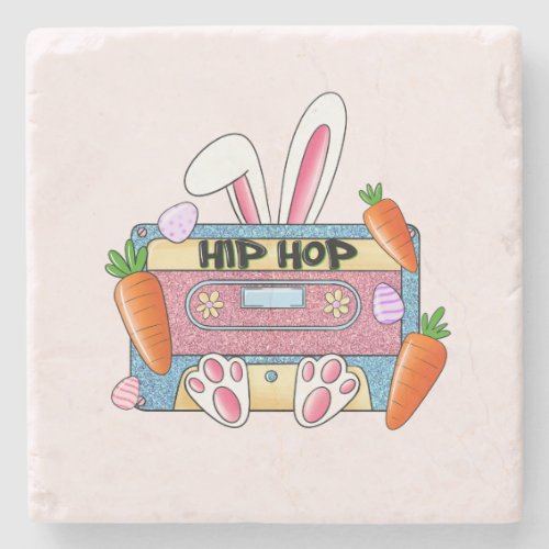 Hip Hop Cassette Tape Bunny Stone Coaster