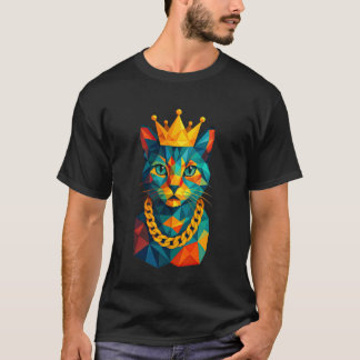 Hip Hop Cat Crown Rap Low Polygon Graffiti Pet T-Shirt