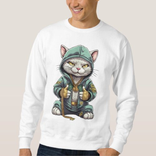 Hip hop cat design sweatshirt