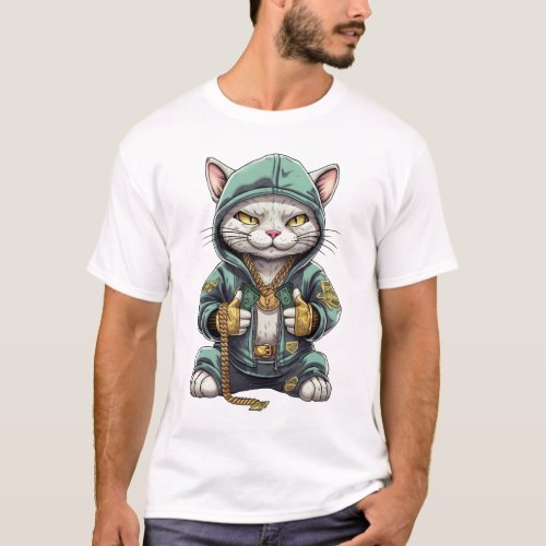 Hip hop cat design T_Shirt