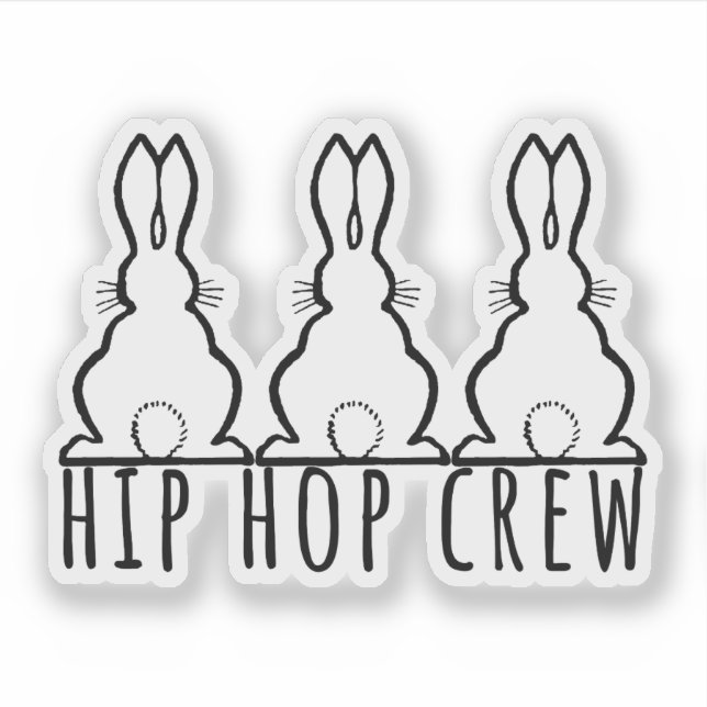 Hip Hop Crew Cute Bunny Rabbits Sticker (Front)
