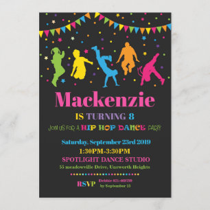 Hip Hop Dance Birthday Party Invitation Girl