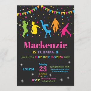 Hip Hop Dance Birthday Party Invitation Girl